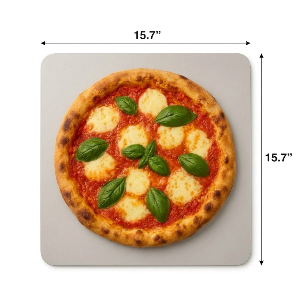 Cooking Steels 15.7x15.7 pizza steel on kitchen counter — essential tool for serious home pizza makers