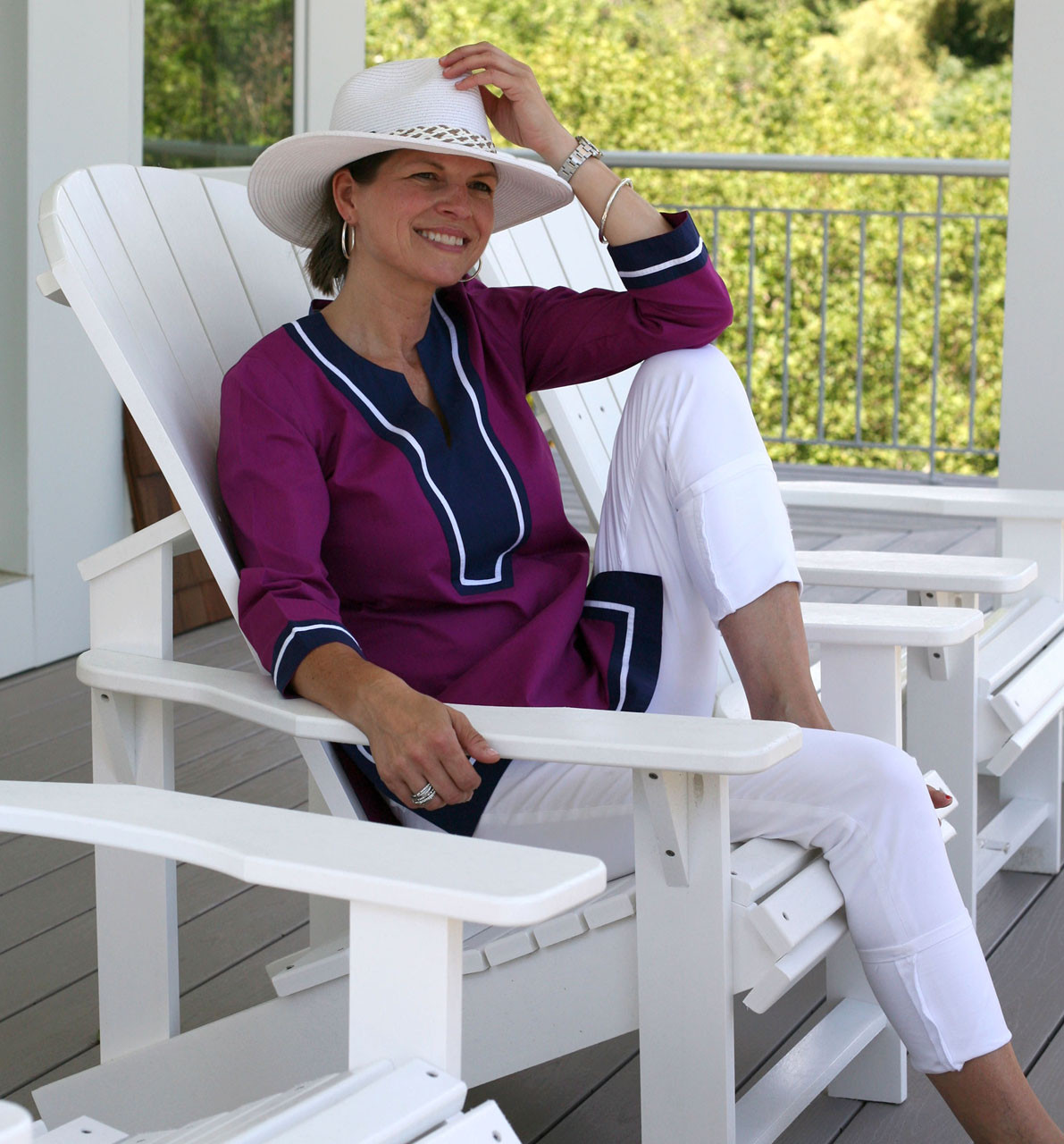 Seabury Plum/Navy ~ Cotton Poplin Tunic - Needham Lane Ltd.