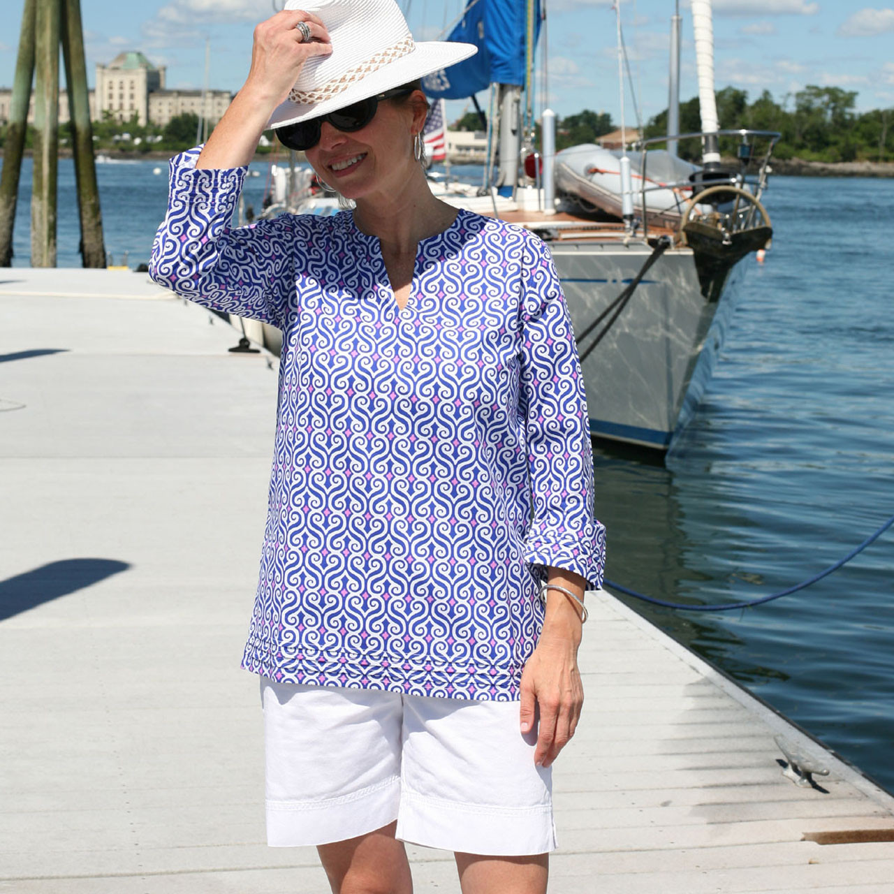 Ellie Navy ~ Cotton Poplin Tunic