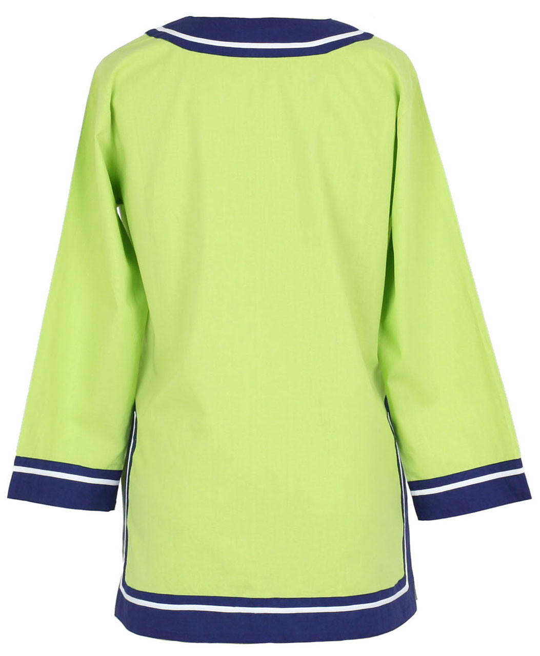 Seabury Lime/Navy ~ Cotton Poplin Tunic - Needham Lane Ltd.