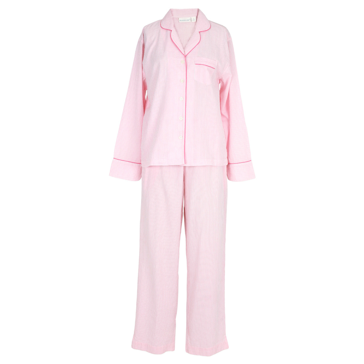 Pink Seersucker ~ Cotton Long Sleeve Pajamas - Needham Lane Ltd.