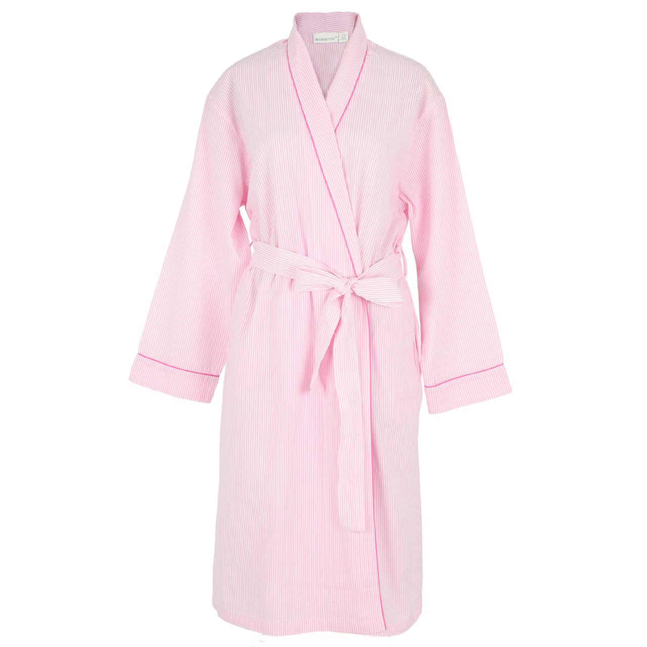 Pink Short Cotton Dressing Gown Womens Pink Seersucker Cotton Robe