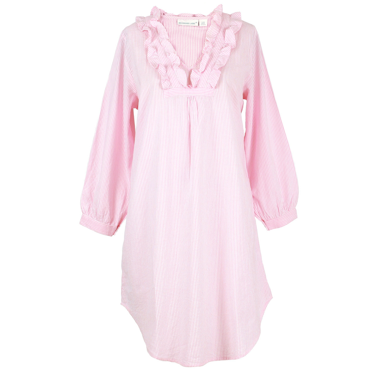 Women's Cotton Sleep Shirt, Long Sleeve Button-down Nightshirt Flannel Night  Shirt,l, (yellow+pink)