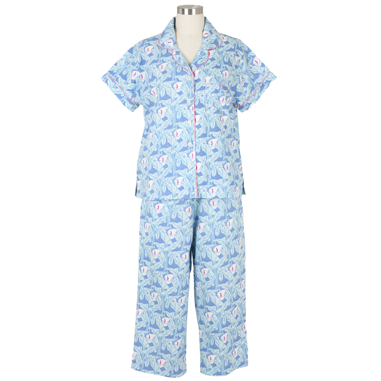 Light Blue Medium Stripe Linen Pyjama Amelia - LinenMe