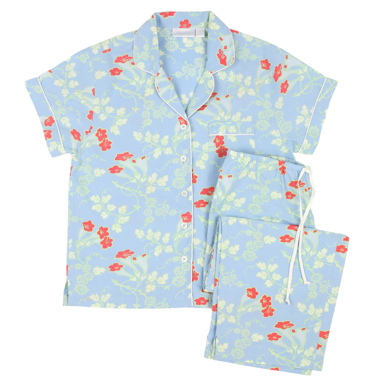 BAYKAR Young Girl's Cotton Crew Neck Printed Short Sleeve Capri Pajama Set  9226 Cream - Trendyol