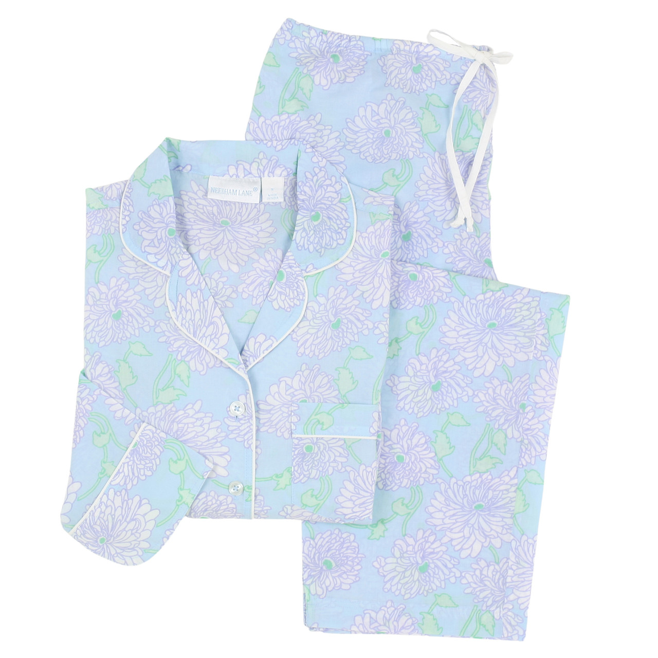 Savannah ~ Lightweight Cotton Voile Long Sleeve Pajamas - Needham Lane Ltd.