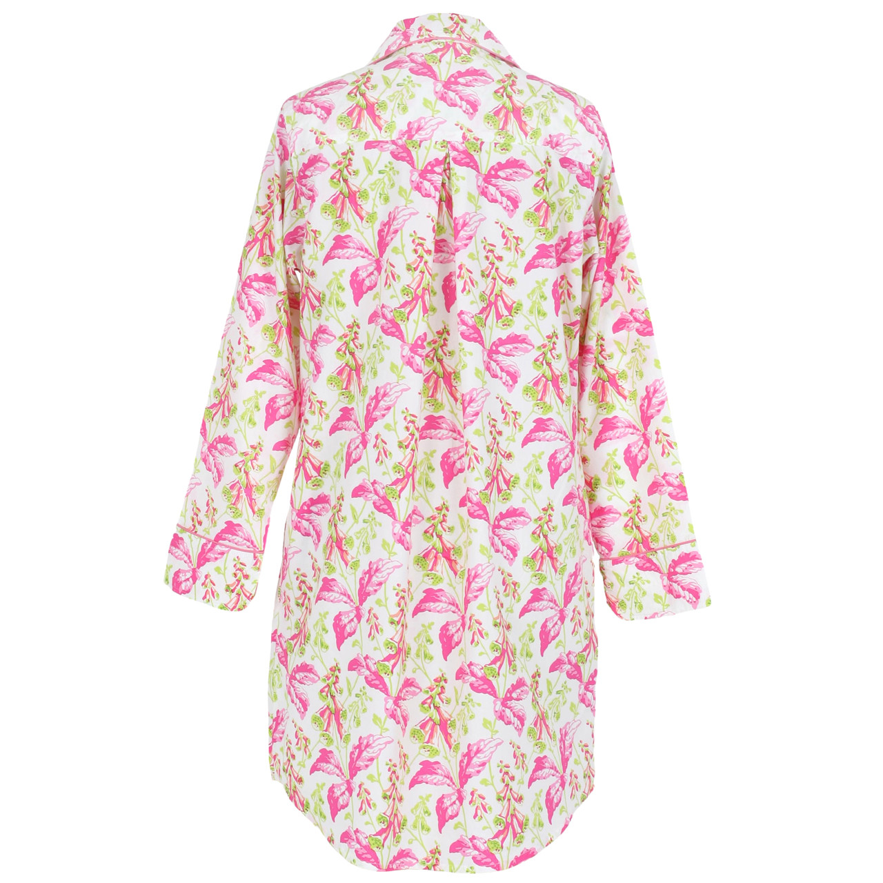 Women's Cotton Sleep Shirt, Long Sleeve Button-Down Nightshirt ，Flannel Night  Shirt,L, (yellow+pink) 