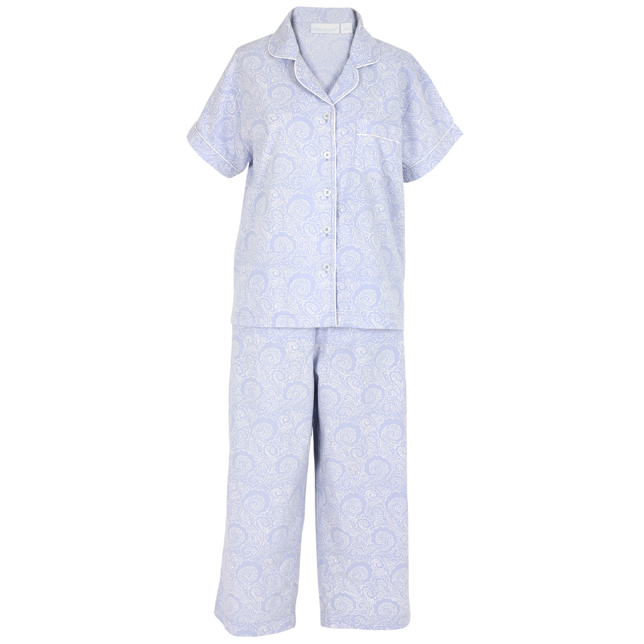 Elsa - Cotton Voile Sleeveless Capri Pajamas - Needham Lane Ltd.