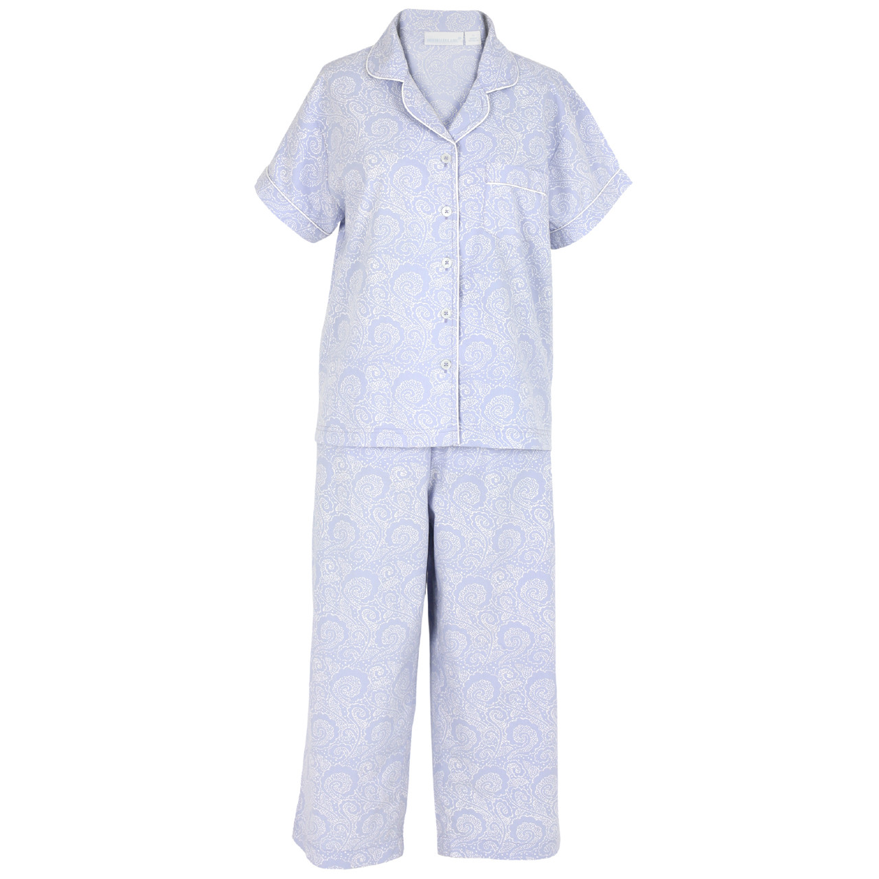 MoFiz Women's Pajama Set Cotton Lounge Set Sleepwear Capri Pajama Pants Pjs  Nightwear Short Top Light Blue,XS : : Clothing, Shoes & Accessories