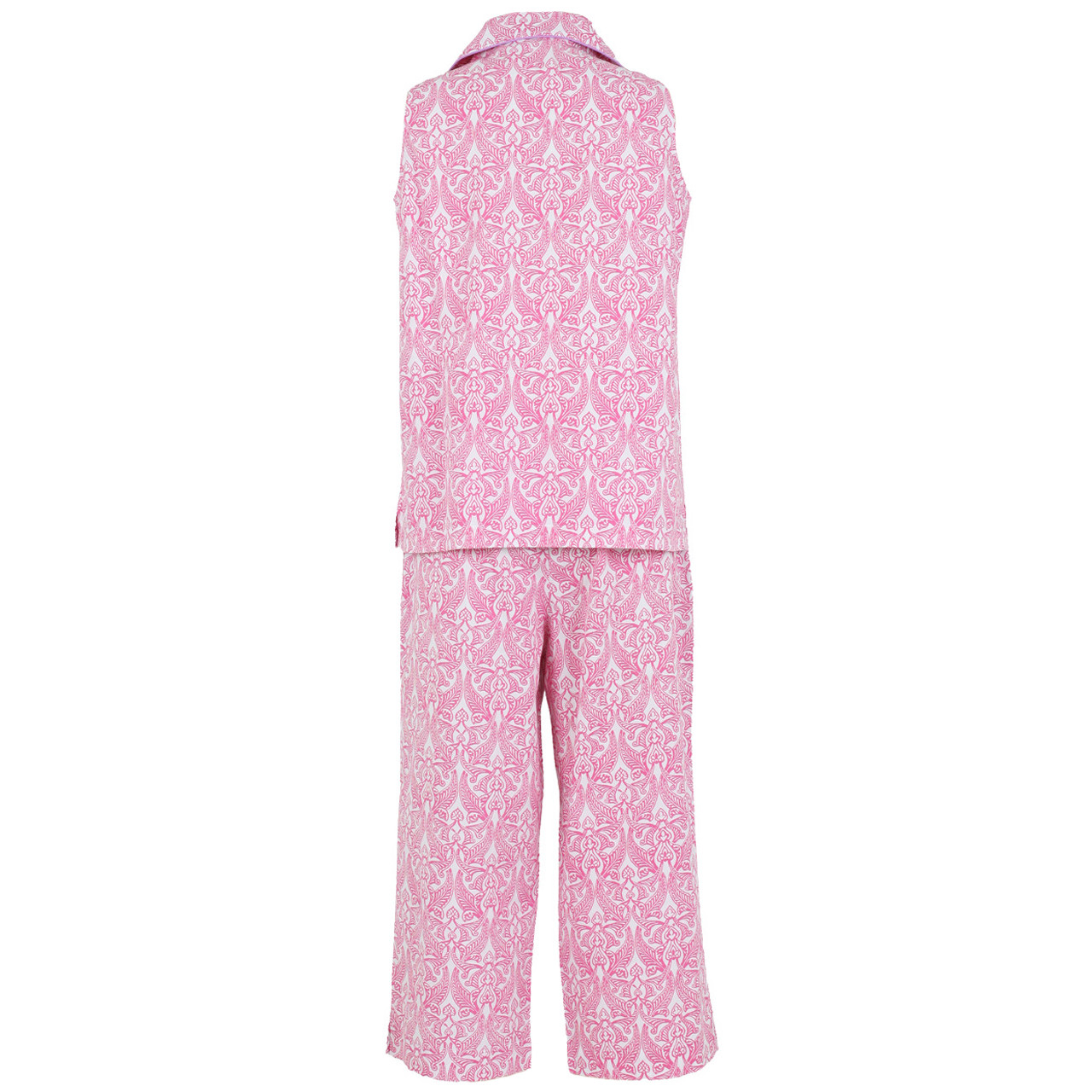 Clare Pink Cotton Poplin Sleeveless Pajamas | Needham Lane