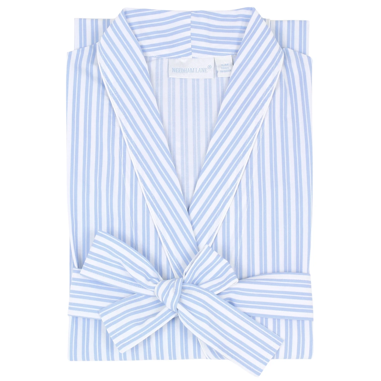 Blue Star Pattern Robe Kensington Stripe-Blue Cotton Poplin Robe | Needham Lane