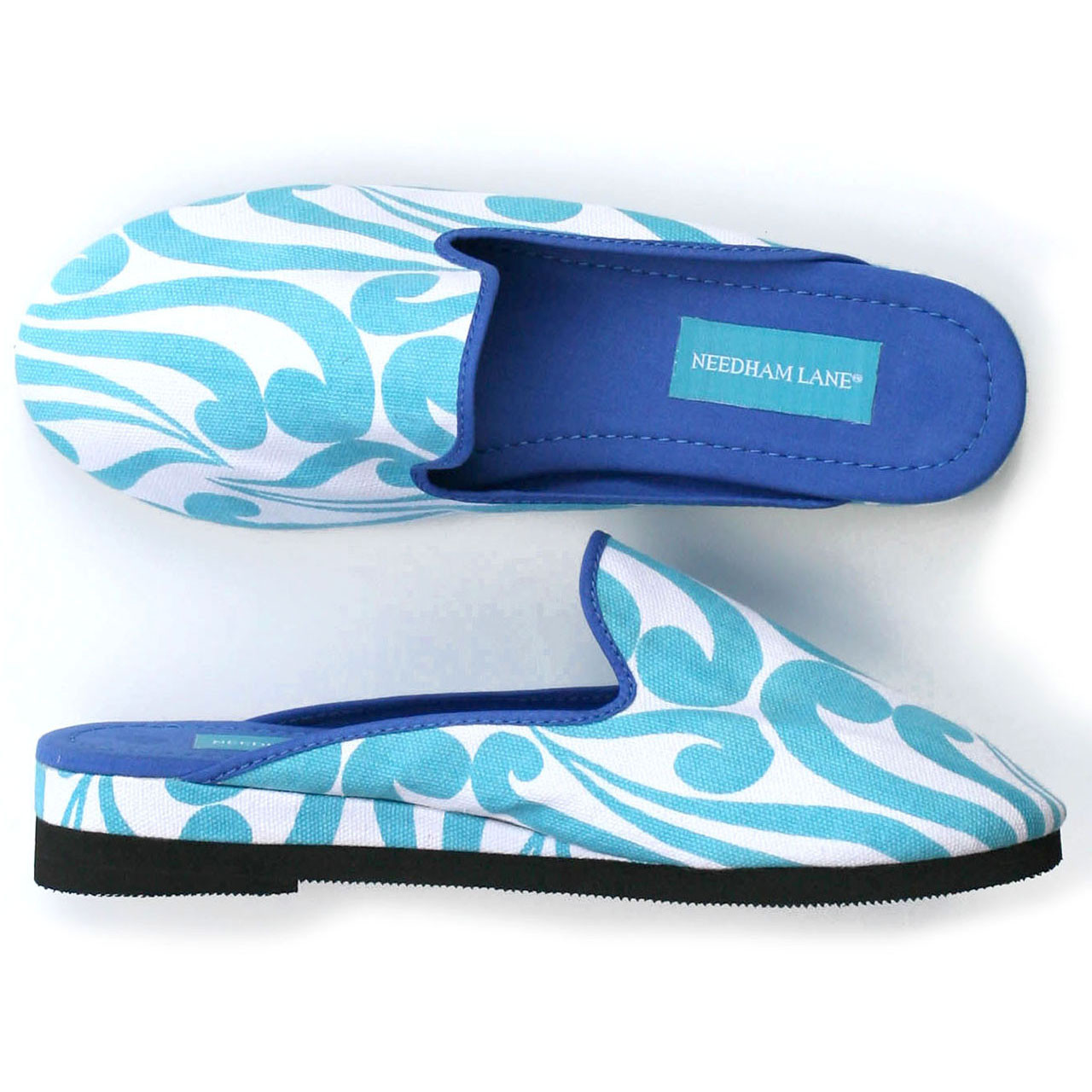 Isabella Aqua canvas slippers - Needham Lane Ltd.