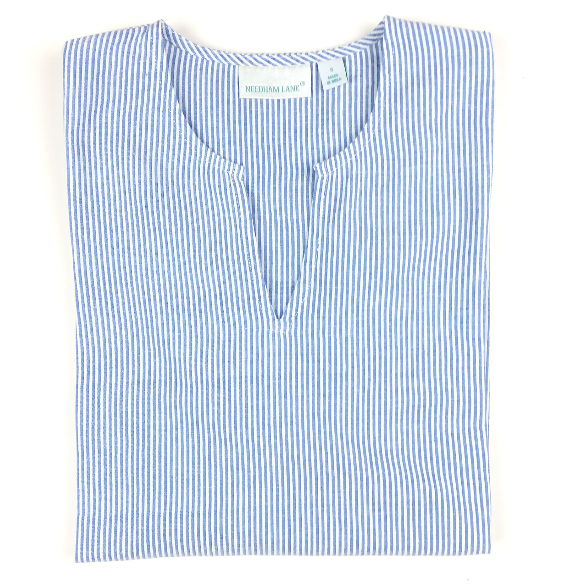 Blue Seersucker Cotton Tunic Needham Lane Ltd