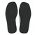 Bottom view of cloth-strap sandals with non-slip black rubber soles.