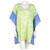 A flowy, blue-green, kimono-sleeve kaftan draped on a mannequin.