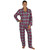 Woman wearing long sleeve, plaid flannel pajamas made of soft 100% cotton