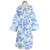 Women's printed 100% soft cotton wrap blue bathrobe with shawl collar