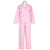 Women's pretty pink printed cotton pajama set. Front view of a long sleeve, two-piece set shown on a mannequin.
