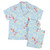 Women's blue and red floral cotton short sleeve pj set lying flat 