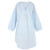 Front view of a women's long sleeve cotton poplin nightshirt. This night shirt is printed in a simple pale blue swirl pattern.