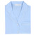 Close-up of a women's periwinkle blue cotton pajama set with white piping. Long sleeve pajama top folded.