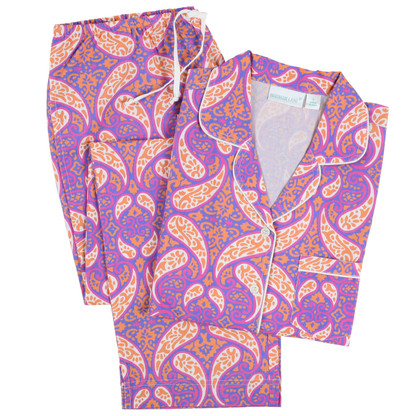 Purple Paisley Classic Sateen 3/4 Sleeve Pyjama Set - For Her from