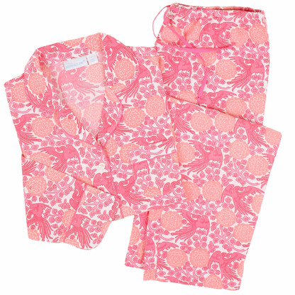 Logan Pink ~ Cotton Poplin Classic Long Sleeve Pajamas - Needham