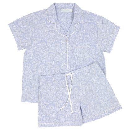 Sadie Cotton Poplin Short Sleeve Shorty Pajamas Needham Lane