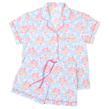 Phoebe Cotton Poplin Short Sleeve Shorty Pajamas | Needham Lane