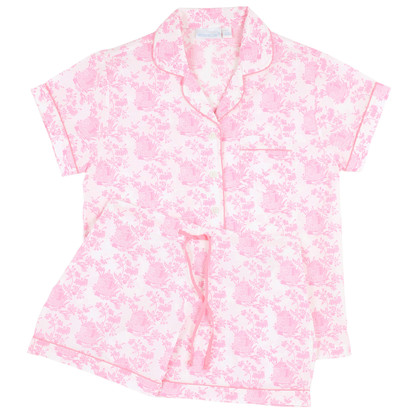 Pagoda Pink Cotton Short Sleeve Shorty Pajamas | Needham Lane