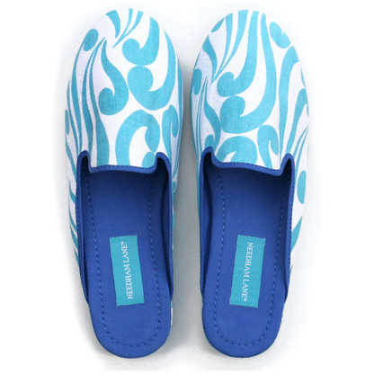 Isabella Aqua canvas slippers