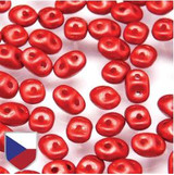 10g 2x5mm SuperDuo : CzechShield Chalk - Lava Red