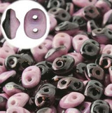 10g 2x5mm SuperDuo Duets : Black White Lilac Lstr (APX 140 PCS)