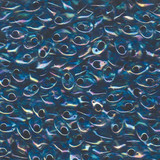 10g 2168 4x7mm Long Magatama : Noir Lined - Aqua AB