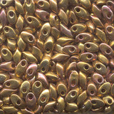 10g 0199 4x7mm Long Magatama : Matte - 24K Gold Iris