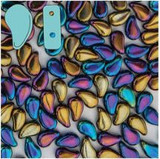 14g 8x5mm Paisley Duo : Jet - Rainbow Iris