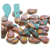 14g 8x5mm Paisley Duo : Matte - Turq Grn Full Capri Gold Batik