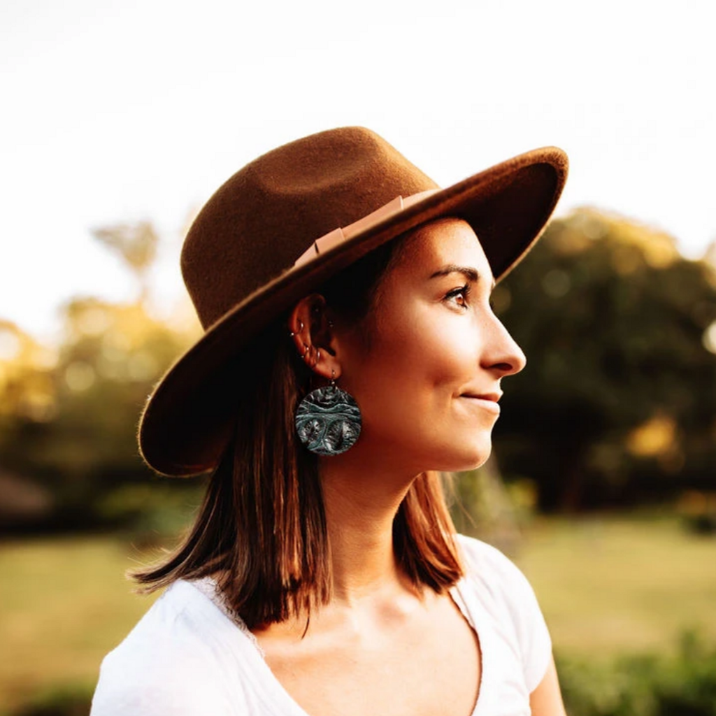Keva Leather Round Earrings - The James