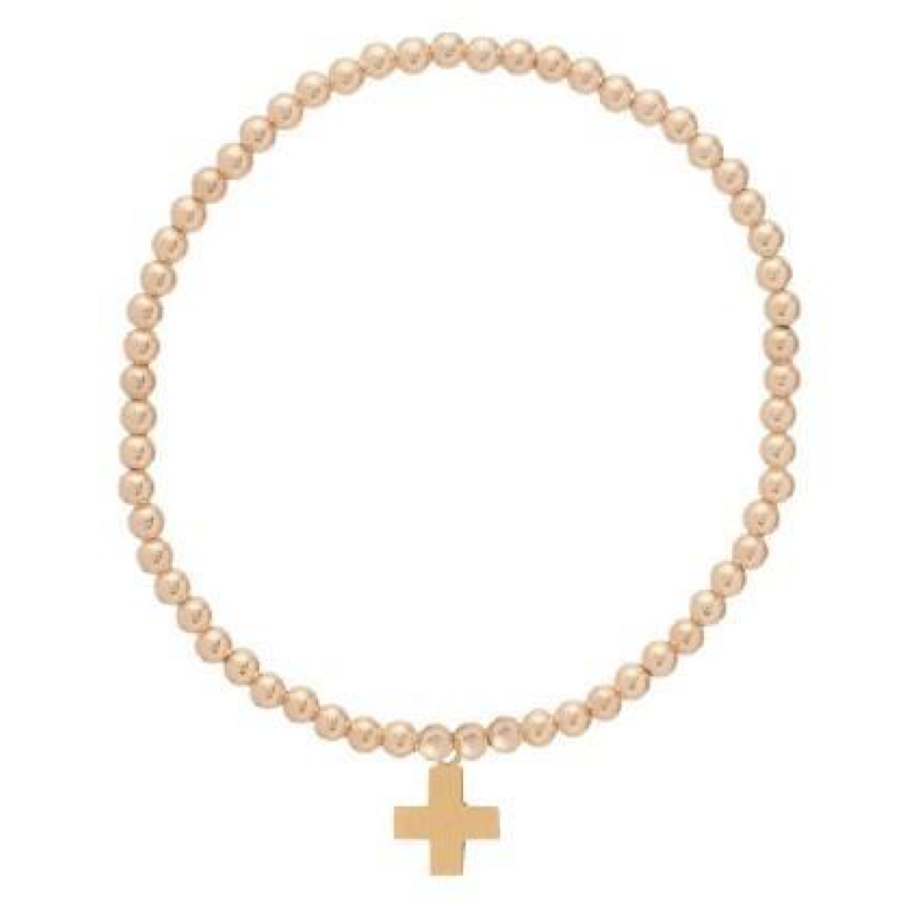 Beaded Blondes Mini Cross Charm Bracelet on Gold