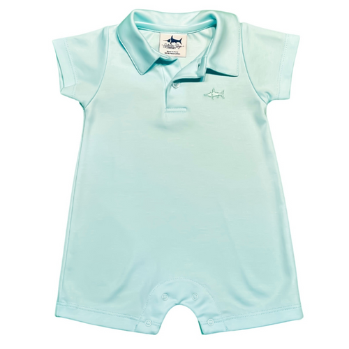 Polo Romper - Aqua