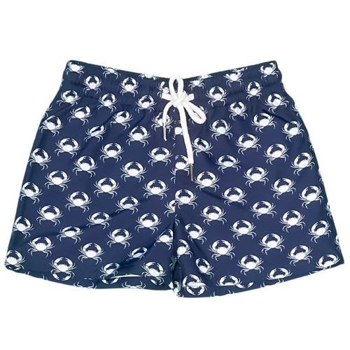 Boy's Bathing Suit UPF 50+ - Navy/White Crabs