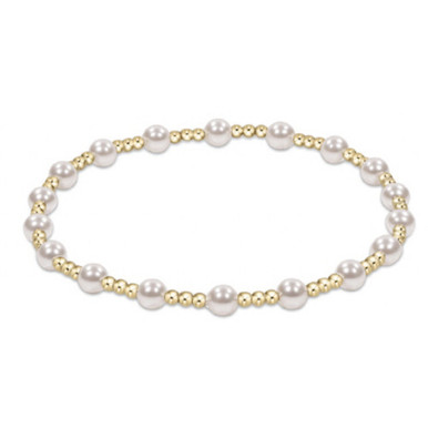 PEARL SINCERITY PATTERN 4MM BEAD BRACELET- 6MM GOLD