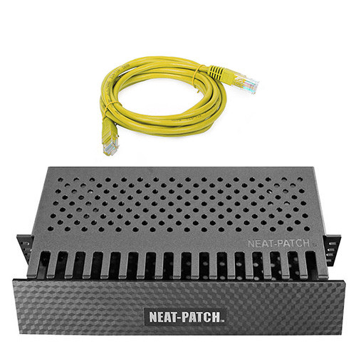 Rackmount Solutions RS NPKIT48-Y - 2u Neat-Patch Cable Manager with 48 Yellow Cat6 Cables