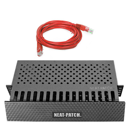 Rackmount Solutions RS NPKIT24-R - 2u Neat-Patch Cable Manager with 24 Red Cat6 Cables