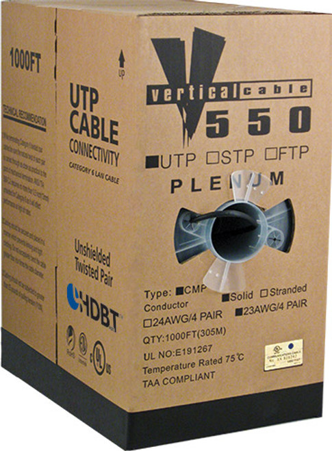 1000ft Cat6 Plenum Cable Pull Box 066-557/P/GY Gray