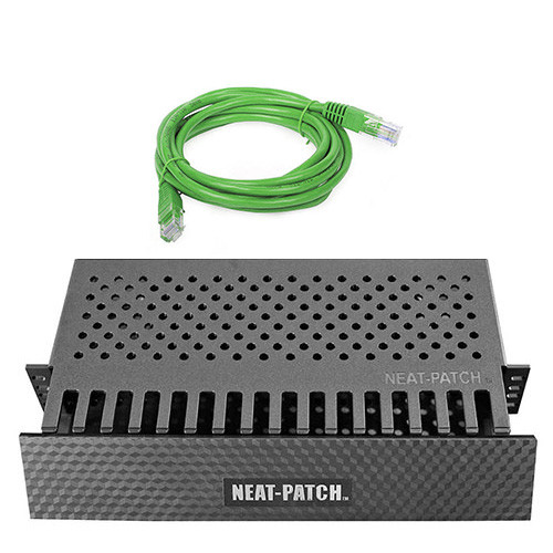 Rackmount Solutions RS NPKIT48-GRN - 2u Neat-Patch Cable Manager with 48 Green Cat6 Cables