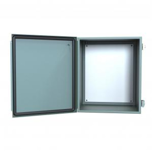 N12 J Box, Hinge Cover w/panel - 12 x 10 x 8 - Steel/Gray