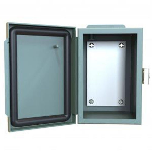 N12 J Box, Hinge Cover w/panel - 6 x 4 x 4 - Steel/Gray N12 J Box, Hinge Cover w/panel - 6 x 4 x 4 - Steel/Gray