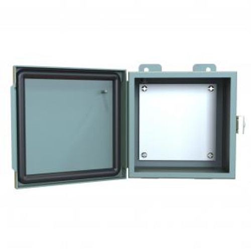 N12 J Box, Hinge Cover w/panel - 6 x 6 x 4 - Steel/Gray N12 J Box, Hinge Cover w/panel - 6 x 6 x 4 - Steel/Gray