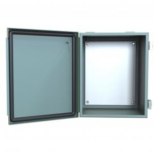 N12 J Box, Hinge Cover w/panel - 10 x 8 x 6 - Steel/Gray